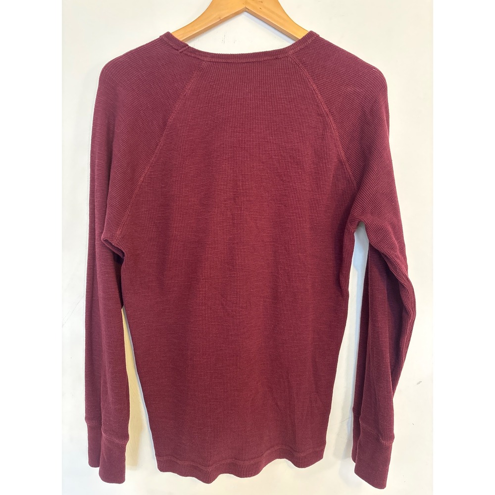 American Eagle Outfitters Mens Medium Burgundy Waffle Knit Thermal Long Sleeve